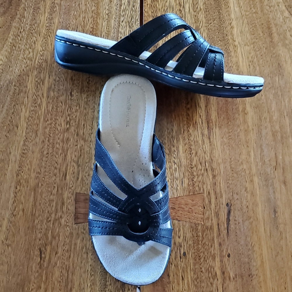 NIB Croft & Barrow Black Alessia Sandals, 6.5